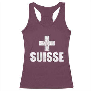 Suisse Swiss French Vintage Cross Flag Switzerland Roots Racerback Tank Top