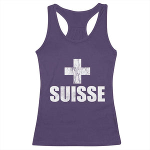 Suisse Swiss French Vintage Cross Flag Switzerland Roots Racerback Tank Top