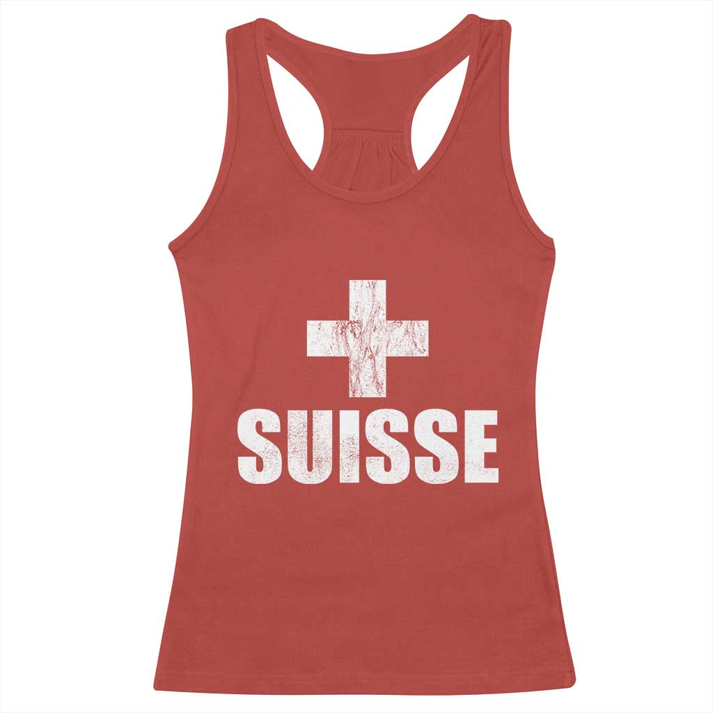 Suisse Swiss French Vintage Cross Flag Switzerland Roots Racerback Tank Top TS11 Red Print Your Wear