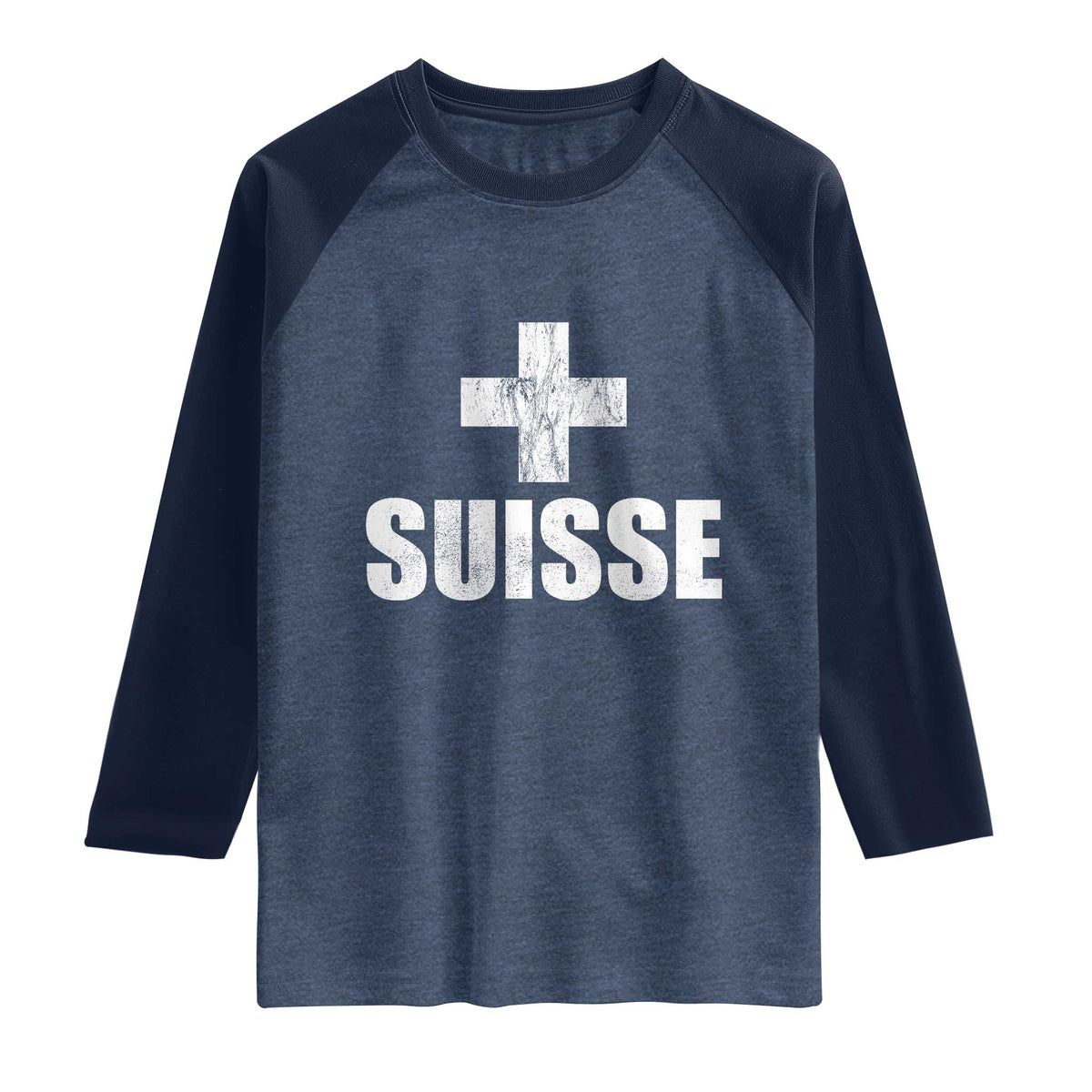 Suisse Swiss French Vintage Cross Flag Switzerland Roots Raglan Shirt