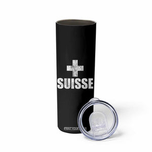 Suisse Swiss French Vintage Cross Flag Switzerland Roots Skinny Tumbler