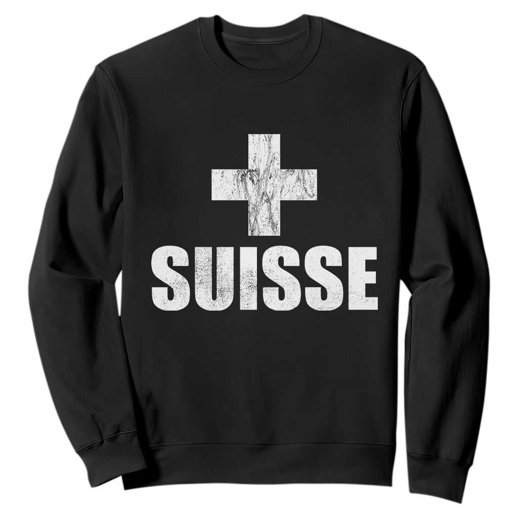 Suisse Swiss French Vintage Cross Flag Switzerland Roots Sweatshirt