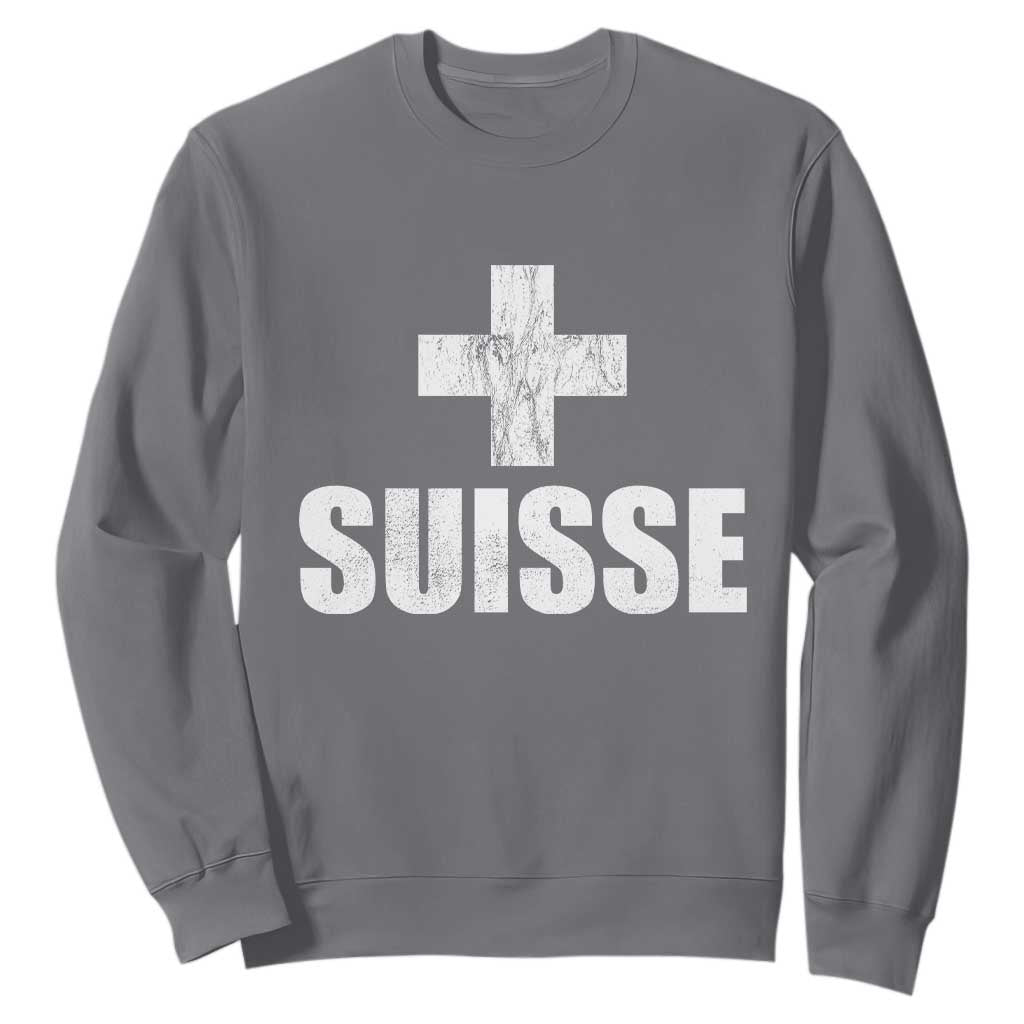 Suisse Swiss French Vintage Cross Flag Switzerland Roots Sweatshirt