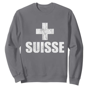 Suisse Swiss French Vintage Cross Flag Switzerland Roots Sweatshirt