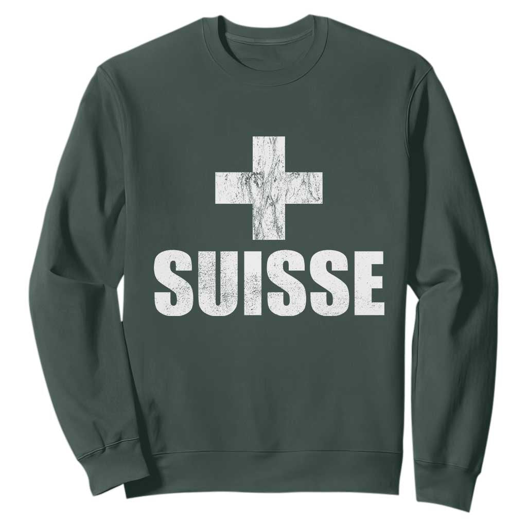 Suisse Swiss French Vintage Cross Flag Switzerland Roots Sweatshirt