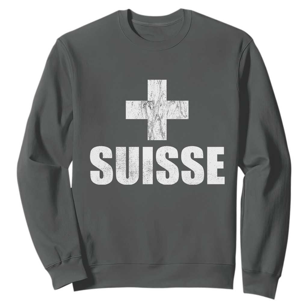 Suisse Swiss French Vintage Cross Flag Switzerland Roots Sweatshirt