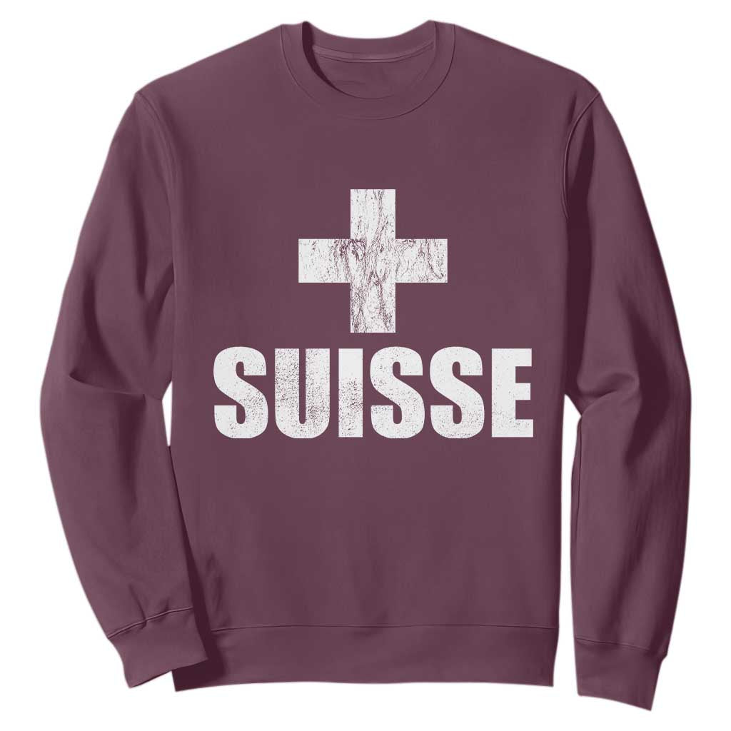 Suisse Swiss French Vintage Cross Flag Switzerland Roots Sweatshirt