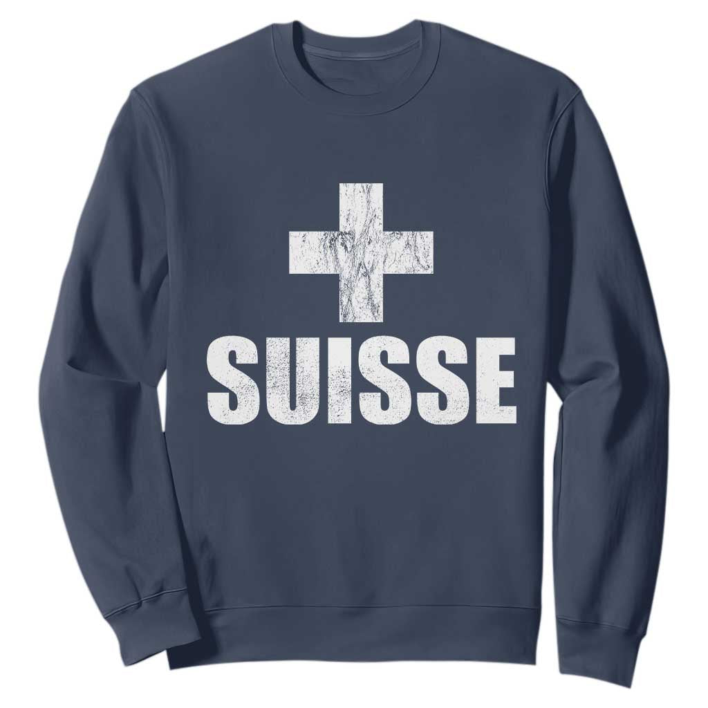 Suisse Swiss French Vintage Cross Flag Switzerland Roots Sweatshirt