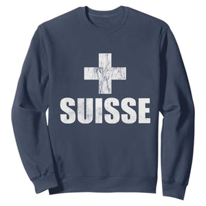 Suisse Swiss French Vintage Cross Flag Switzerland Roots Sweatshirt