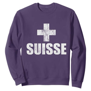 Suisse Swiss French Vintage Cross Flag Switzerland Roots Sweatshirt