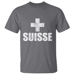 Suisse Swiss French Vintage Cross Flag Switzerland Roots T Shirt
