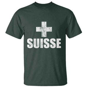 Suisse Swiss French Vintage Cross Flag Switzerland Roots T Shirt