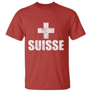 Suisse Swiss French Vintage Cross Flag Switzerland Roots T Shirt