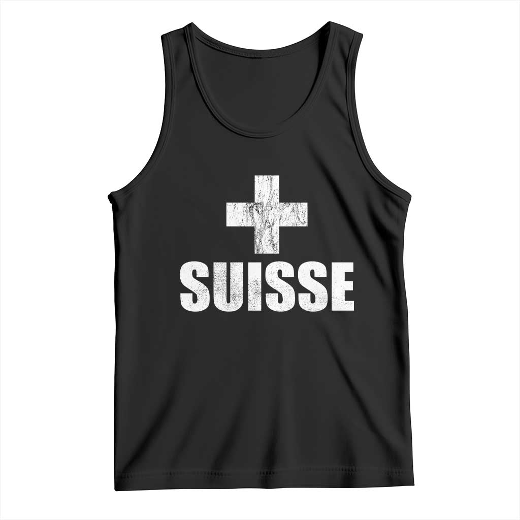 Suisse Swiss French Vintage Cross Flag Switzerland Roots Tank Top TS11 Black Print Your Wear