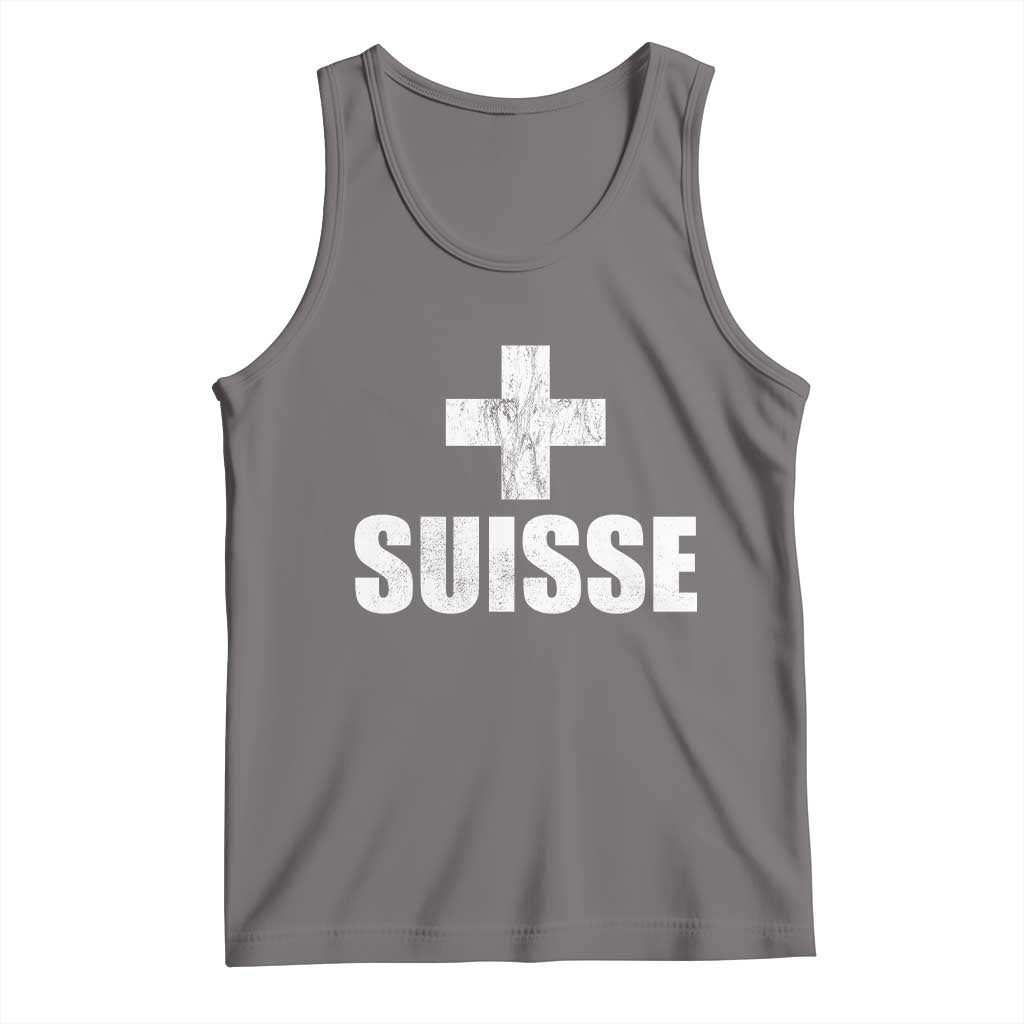 Suisse Swiss French Vintage Cross Flag Switzerland Roots Tank Top