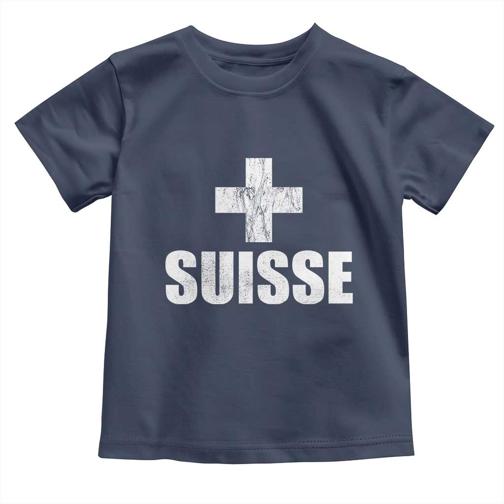 Suisse Swiss French Vintage Cross Flag Switzerland Roots Toddler T Shirt