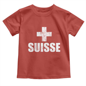 Suisse Swiss French Vintage Cross Flag Switzerland Roots Toddler T Shirt