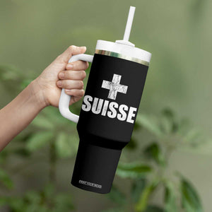 Suisse Swiss French Vintage Cross Flag Switzerland Roots Tumbler With Handle