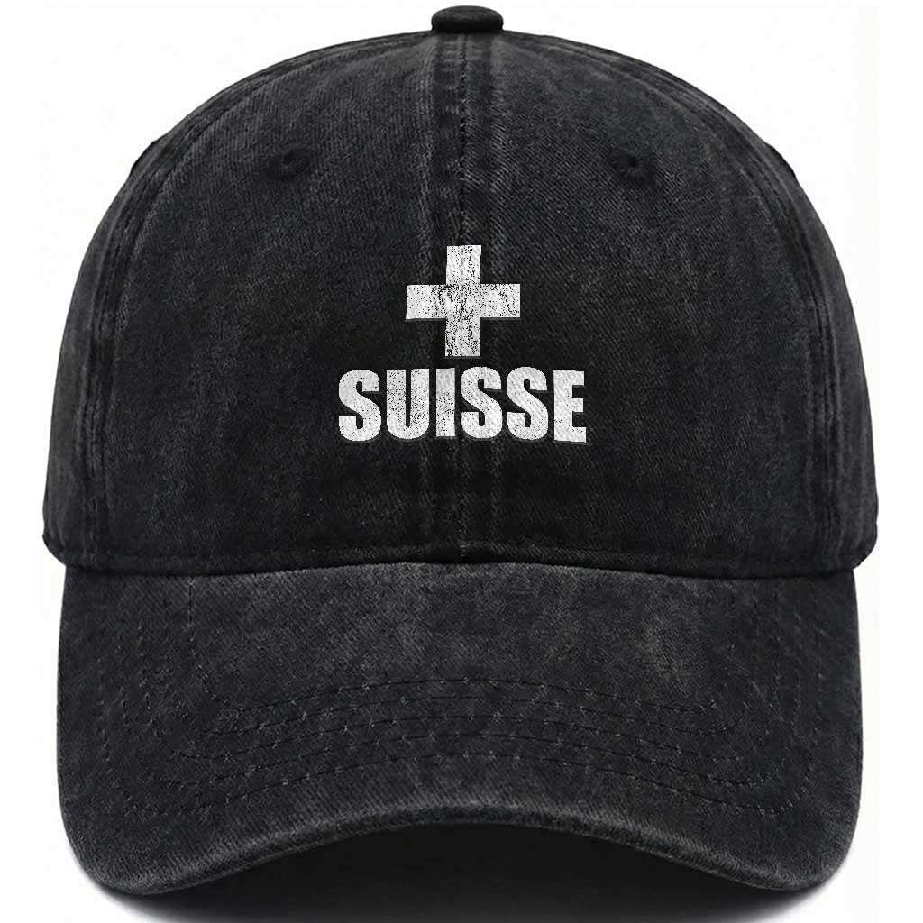 Suisse Swiss French Vintage Cross Flag Switzerland Roots Washed Cotton Baseball Cap TS11 Print Your Wear