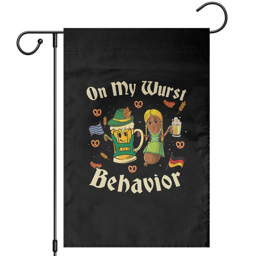 Funny Oktoberfest Garden Flag On My Wurst Behavior Beer Bratwurst Lederhosen Dirndl TS11 Black Print Your Wear