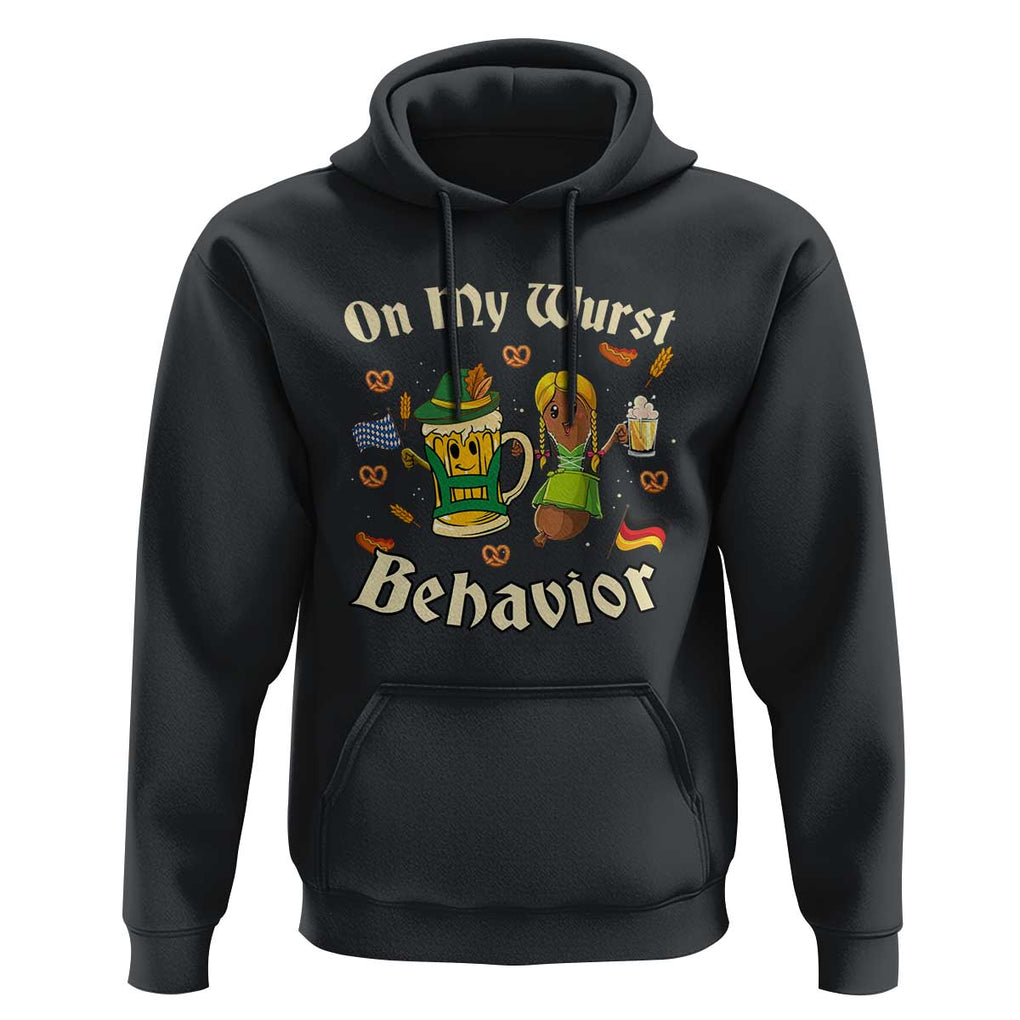 Funny Oktoberfest Hoodie On My Wurst Behavior Beer Bratwurst Lederhosen Dirndl TS11 Black Print Your Wear
