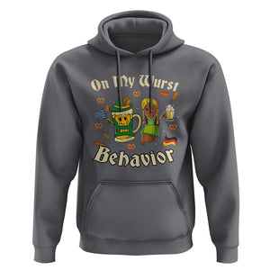 Funny Oktoberfest Hoodie On My Wurst Behavior Beer Bratwurst Lederhosen Dirndl TS11 Charcoal Print Your Wear