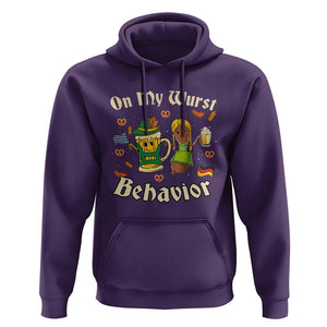 Funny Oktoberfest Hoodie On My Wurst Behavior Beer Bratwurst Lederhosen Dirndl TS11 Purple Print Your Wear