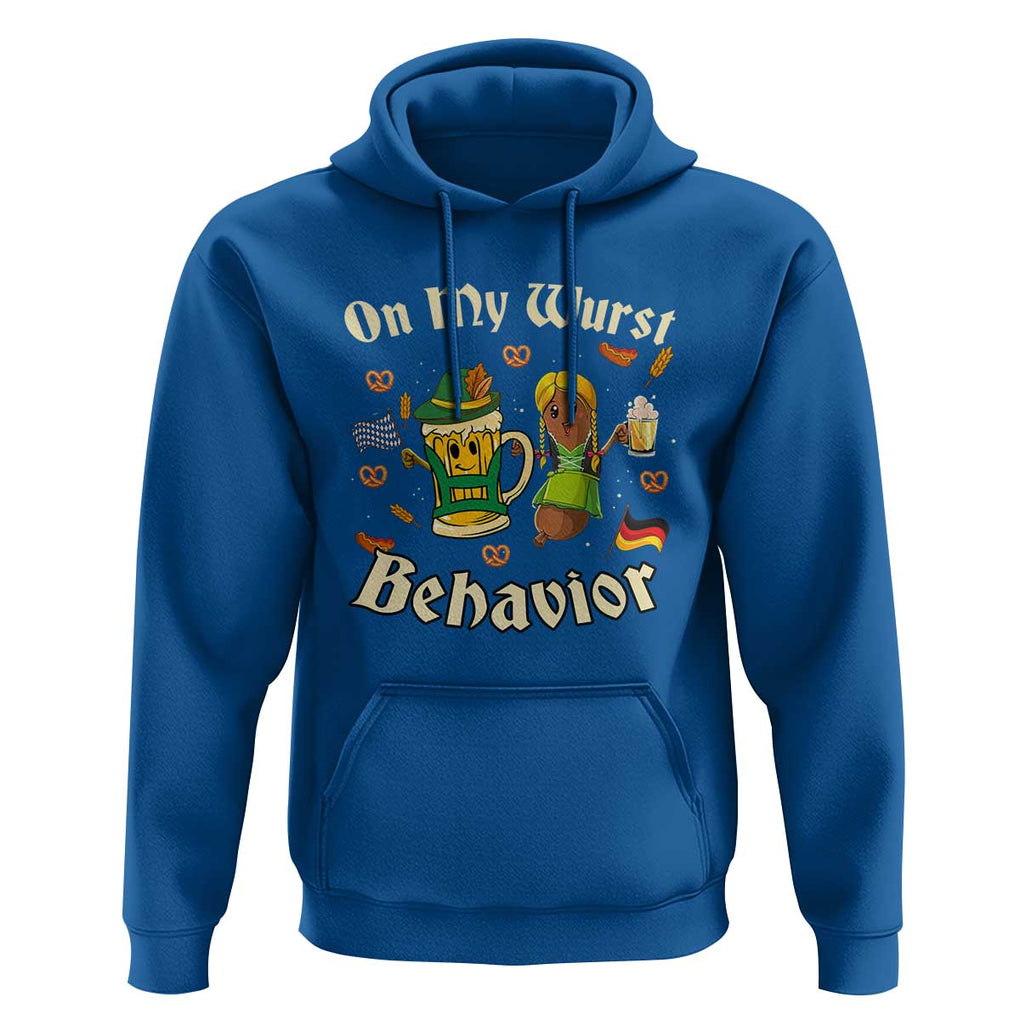 Funny Oktoberfest Hoodie On My Wurst Behavior Beer Bratwurst Lederhosen Dirndl TS11 Royal Blue Print Your Wear