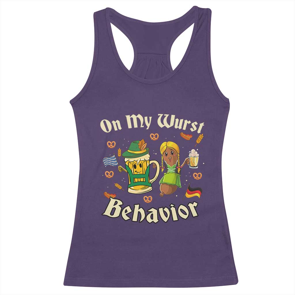 Funny Oktoberfest Racerback Tank Top On My Wurst Behavior Beer Bratwurst Lederhosen Dirndl TS11 Purple Print Your Wear