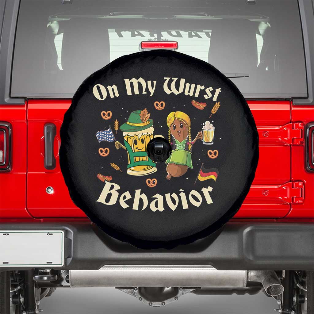 Funny Oktoberfest Spare Tire Cover On My Wurst Behavior Beer Bratwurst Lederhosen Dirndl TS11 Black Print Your Wear