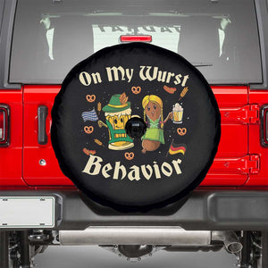 Funny Oktoberfest Spare Tire Cover On My Wurst Behavior Beer Bratwurst Lederhosen Dirndl TS11 Black Print Your Wear