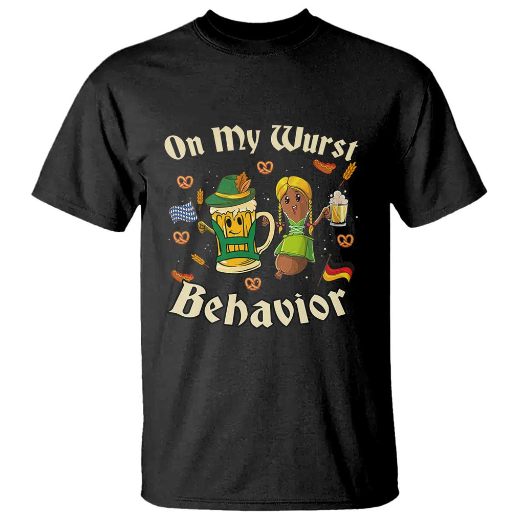 Funny Oktoberfest T Shirt On My Wurst Behavior Beer Bratwurst Lederhosen Dirndl TS11 Black Print Your Wear