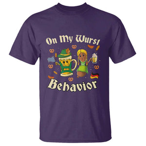 Funny Oktoberfest T Shirt On My Wurst Behavior Beer Bratwurst Lederhosen Dirndl TS11 Purple Print Your Wear