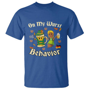 Funny Oktoberfest T Shirt On My Wurst Behavior Beer Bratwurst Lederhosen Dirndl TS11 Royal Blue Print Your Wear