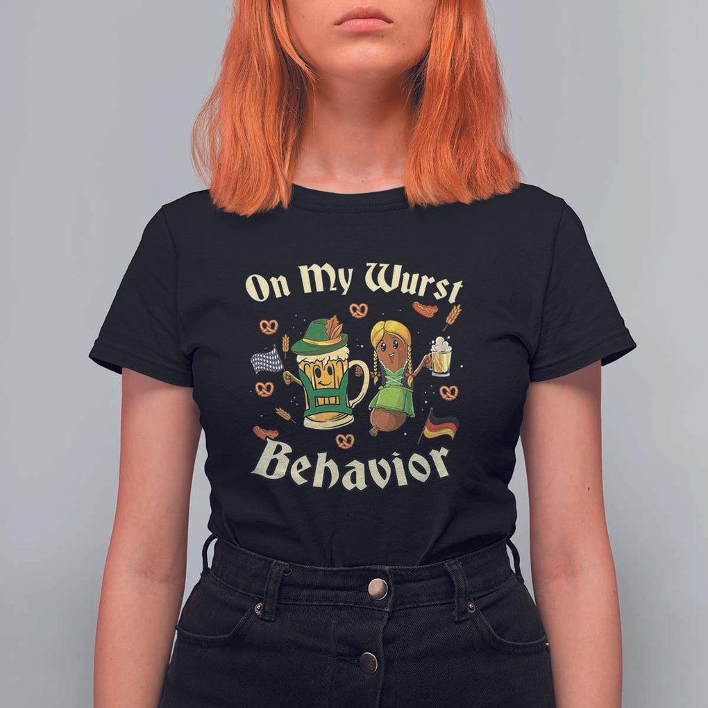 Funny Oktoberfest T Shirt For Women On My Wurst Behavior Beer Bratwurst Lederhosen Dirndl TS11 Black Print Your Wear