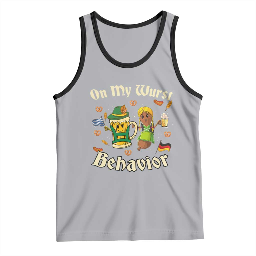 Funny Oktoberfest Tank Top On My Wurst Behavior Beer Bratwurst Lederhosen Dirndl TS11 Athletic Heather Black Print Your Wear