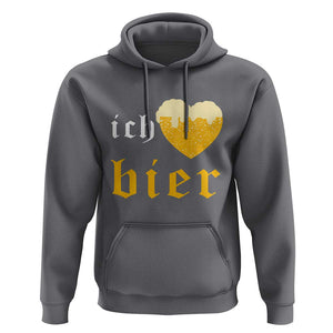 Funny Oktoberfest Hoodie Ich Liebe Bier Heart German Beer Foam TS11 Charcoal Print Your Wear