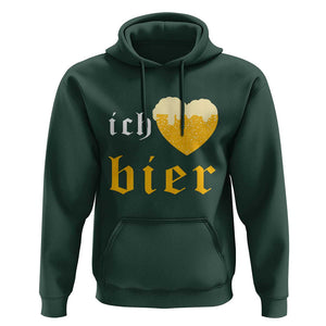 Funny Oktoberfest Hoodie Ich Liebe Bier Heart German Beer Foam TS11 Dark Forest Green Print Your Wear
