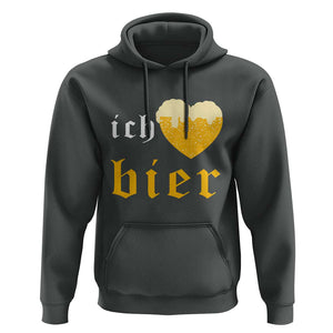 Funny Oktoberfest Hoodie Ich Liebe Bier Heart German Beer Foam TS11 Dark Heather Print Your Wear