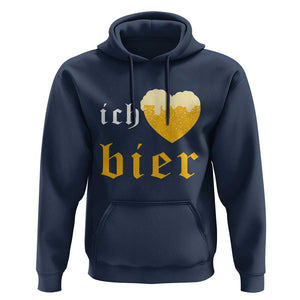 Funny Oktoberfest Hoodie Ich Liebe Bier Heart German Beer Foam TS11 Navy Print Your Wear