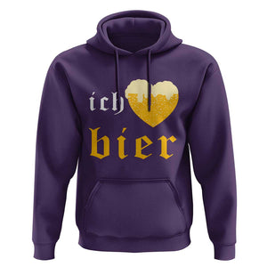 Funny Oktoberfest Hoodie Ich Liebe Bier Heart German Beer Foam TS11 Purple Print Your Wear