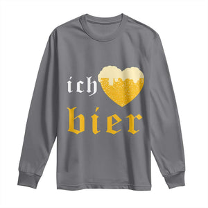 Funny Oktoberfest Long Sleeve Shirt Ich Liebe Bier Heart German Beer Foam TS11 Charcoal Print Your Wear