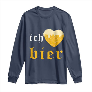 Funny Oktoberfest Long Sleeve Shirt Ich Liebe Bier Heart German Beer Foam TS11 Navy Print Your Wear