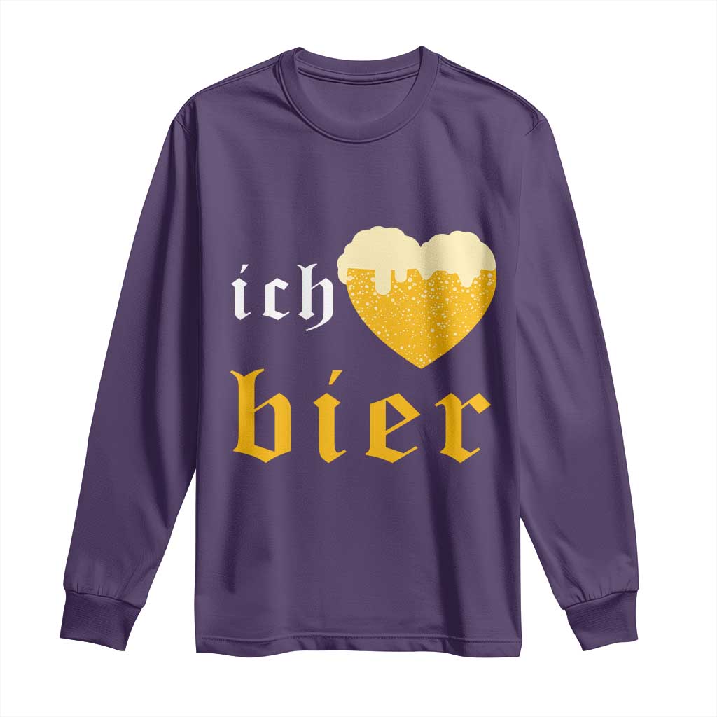 Funny Oktoberfest Long Sleeve Shirt Ich Liebe Bier Heart German Beer Foam TS11 Purple Print Your Wear