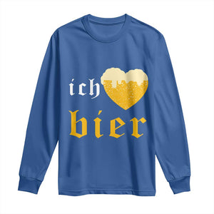 Funny Oktoberfest Long Sleeve Shirt Ich Liebe Bier Heart German Beer Foam TS11 Royal Blue Print Your Wear