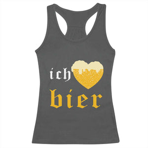 Funny Oktoberfest Racerback Tank Top Ich Liebe Bier Heart German Beer Foam TS11 Dark Heather Print Your Wear