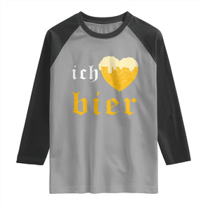 Funny Oktoberfest Raglan Shirt Ich Liebe Bier Heart German Beer Foam TS11 Sport Gray Black Print Your Wear
