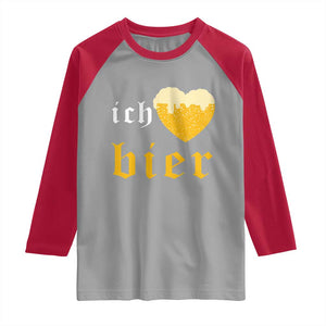 Funny Oktoberfest Raglan Shirt Ich Liebe Bier Heart German Beer Foam TS11 Sport Gray Red Print Your Wear