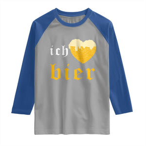 Funny Oktoberfest Raglan Shirt Ich Liebe Bier Heart German Beer Foam TS11 Sport Gray Royal Print Your Wear
