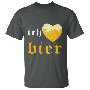 Funny Oktoberfest T Shirt Ich Liebe Bier Heart German Beer Foam TS11 Dark Heather Print Your Wear